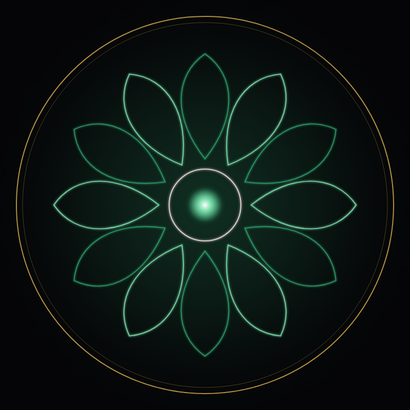 สัญลักษณ์โปรแกรม Emerald Calm — ธีมความเย็นสบาย